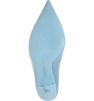 Shop Calvin Klein Mallie Pointy Toe Mule In Faded Blue Fabric