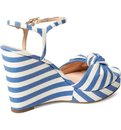 Shop Kate Spade Janae Knot Platform Wedge Sandal In Blue/cream Stripe