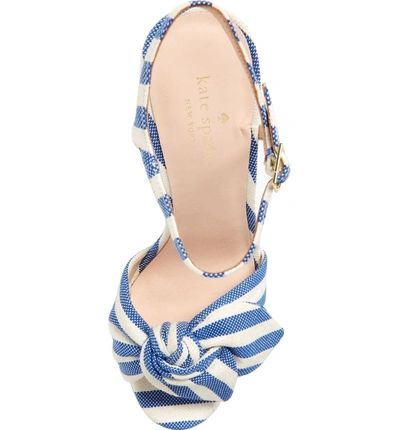 Shop Kate Spade Janae Knot Platform Wedge Sandal In Blue/cream Stripe