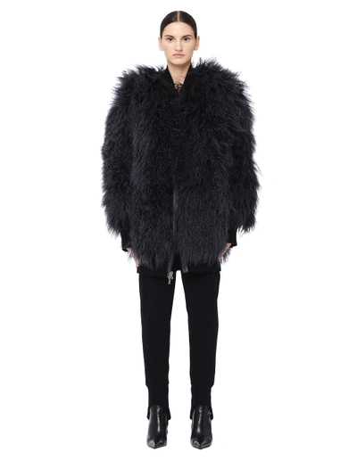 Shop Isaac Sellam Reversible Lama Fur Bomber Jacket In Black