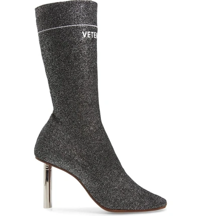 Shop Vetements Lurex Sock Boot In Silver/silver Heel - 814