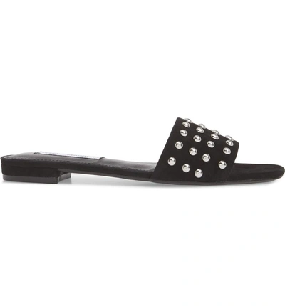 Shop Steve Madden Viv Studded Slide Sandal In Black Suede