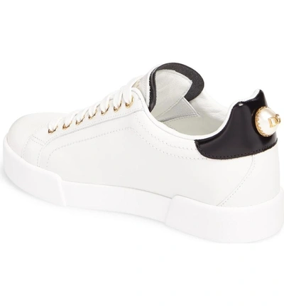 Shop Dolce & Gabbana Logo Embellished Sneaker In White/ Gold