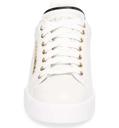 Shop Dolce & Gabbana Logo Embellished Sneaker In White/ Gold