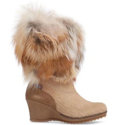 Shop Pajar Angelina Genuine Fox Fur Wedge Boot In Beige Fur