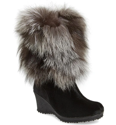 Shop Pajar Angelina Genuine Fox Fur Wedge Boot In Black