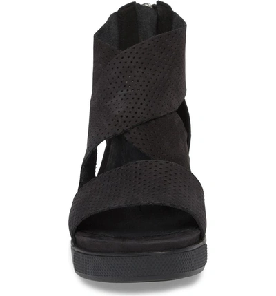 Shop Eileen Fisher Sport Platform Sandal In Black Nubuck