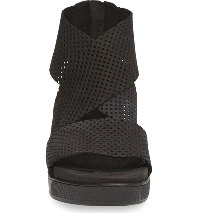 Shop Eileen Fisher Sport Platform Sandal In Black Perforated Leather