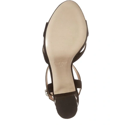 Shop Miu Miu Jeweled Heel Platform Sandal In Black