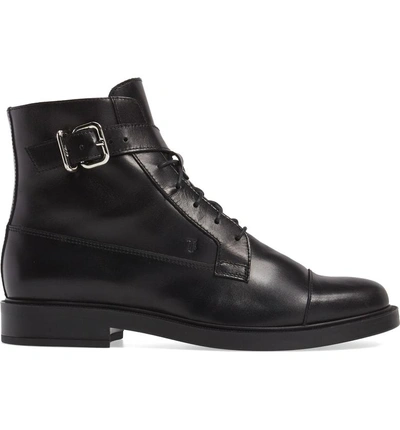 Shop Tod's Lace Up Combat Bootie In Black