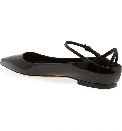 Shop Brian Atwood Astrid Ankle Strap Flat In Black Patent