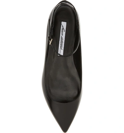 Shop Brian Atwood Astrid Ankle Strap Flat In Black Patent