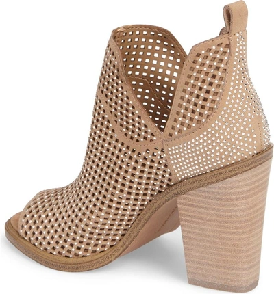 Shop Vince Camuto Kiminni Open Toe Bootie In Dune Suede