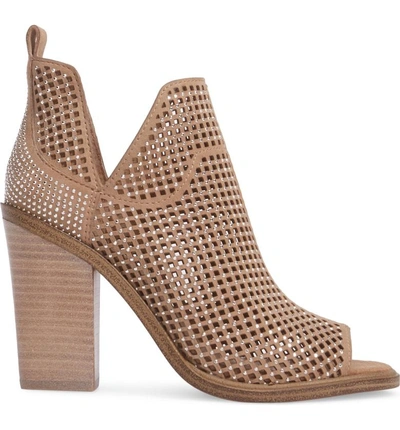 Shop Vince Camuto Kiminni Open Toe Bootie In Dune Suede