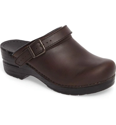 Shop Dansko Ingrid Clog In Antique Brown Leather