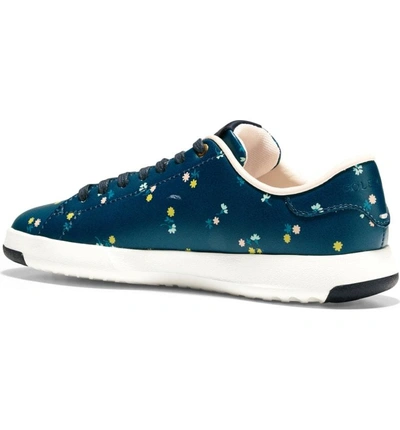 Shop Cole Haan Grandpro Tennis Shoe In Navy Floral Leather