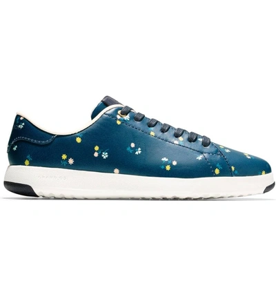 Shop Cole Haan Grandpro Tennis Shoe In Navy Floral Leather