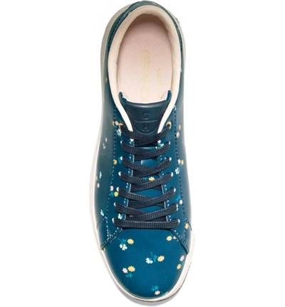 Shop Cole Haan Grandpro Tennis Shoe In Navy Floral Leather