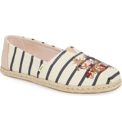 Shop Toms Alpargata Stripe Espadrille In Floral Embroidery Woven Stripe