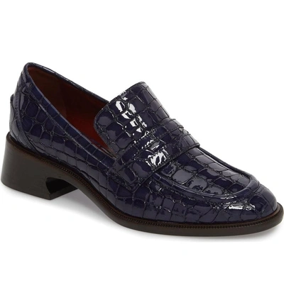 Shop Sies Marjan Croc Embossed Loafer In Navy