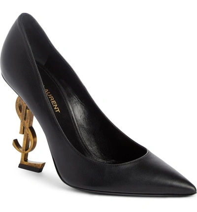 Shop Saint Laurent Opium Ysl Pump In Black/ Gold