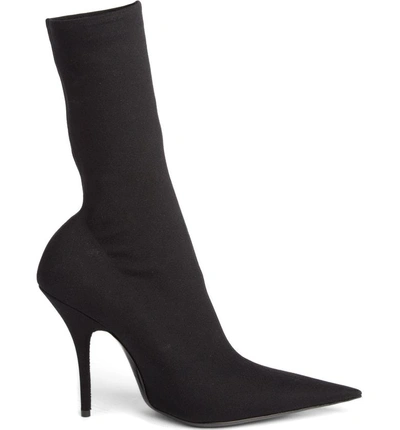 Shop Balenciaga Pointy Toe Sock Bootie In Black