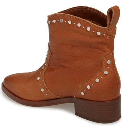 Shop Dolce Vita Tobin Studded Bootie In Brown Leather