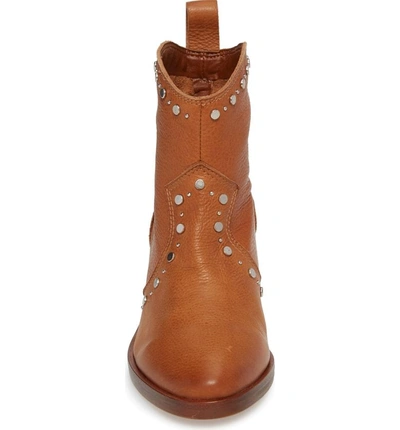 Shop Dolce Vita Tobin Studded Bootie In Brown Leather