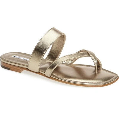 Shop Manolo Blahnik Slide Sandal In Albe Silk