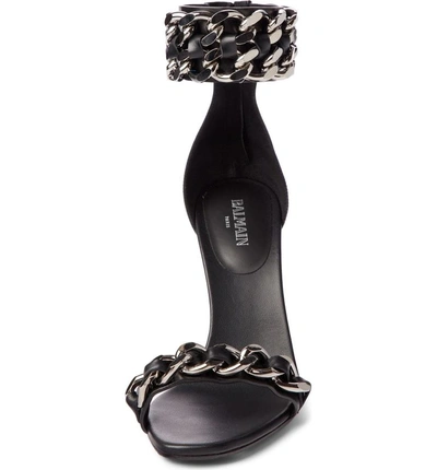 Shop Balmain Chain Ankle Strap Sandal In Black