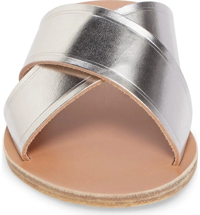 Shop Ancient Greek Sandals Thais Slide Sandal In Vachetta Silver