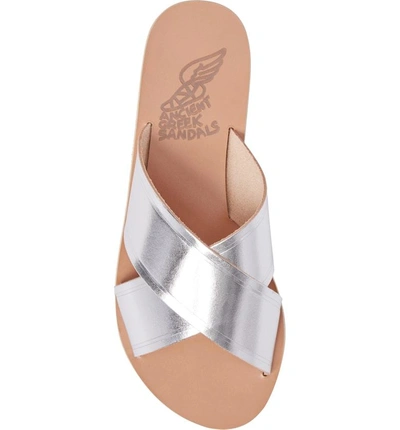 Shop Ancient Greek Sandals Thais Slide Sandal In Vachetta Silver