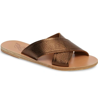 Shop Ancient Greek Sandals Thais Slide Sandal In Bronze/ Coco