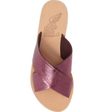 Shop Ancient Greek Sandals Thais Slide Sandal In Metal Violet