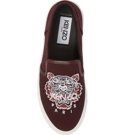 Shop Kenzo K Skate Embroidered Slip-on Sneaker In Bordeaux