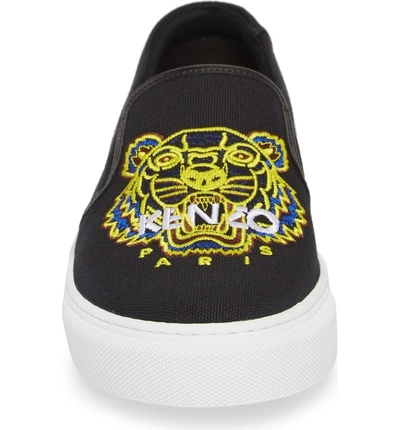 Shop Kenzo K Skate Embroidered Slip-on Sneaker In Black Leather