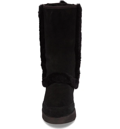 Shop Ugg Sundance Genuine Shearling Waterproof Boot In Black Suede