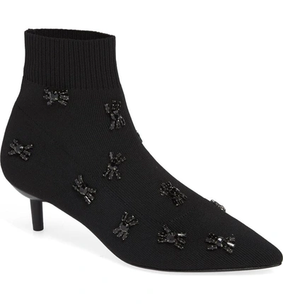 Shop Donald Pliner Betti Embellished Sock Bootie In Black Knit Fabric