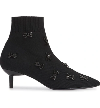 Shop Donald Pliner Betti Embellished Sock Bootie In Black Knit Fabric