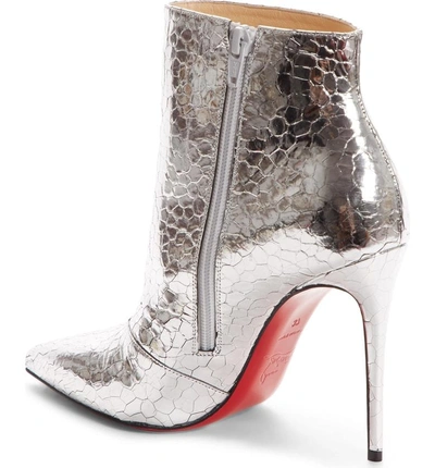 Shop Christian Louboutin So Kate Snake Embossed Bootie In Silver