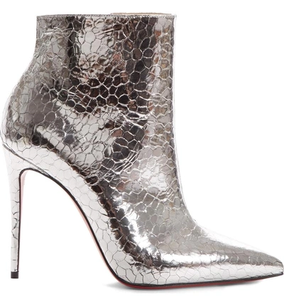 Shop Christian Louboutin So Kate Snake Embossed Bootie In Silver