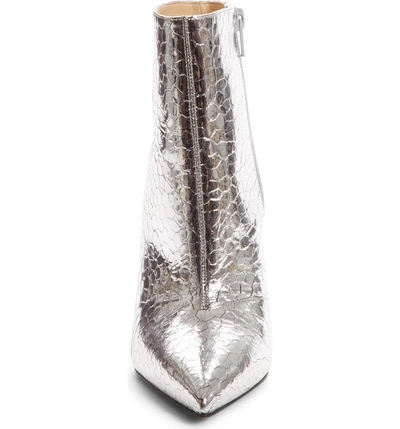 Shop Christian Louboutin So Kate Snake Embossed Bootie In Silver