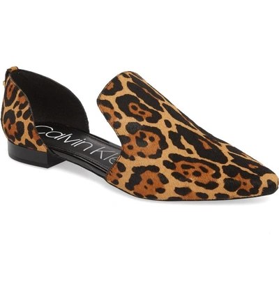 Shop Calvin Klein Edona Genuine Calf Hair Loafer Flat In Leopard Calf Hair