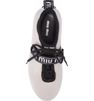 Shop Miu Miu Logo Strap Platform Sneaker In Ivory