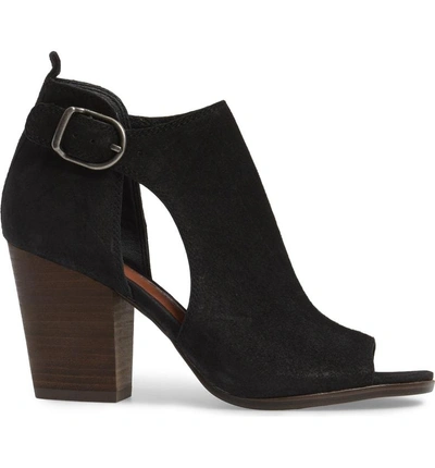 Shop Lucky Brand Oona Open Side Bootie In Black Leather