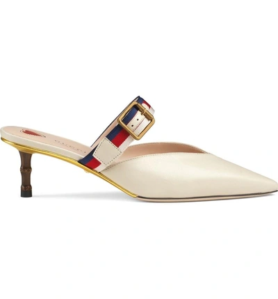 Shop Gucci Pointy Toe Mule In Mystic White