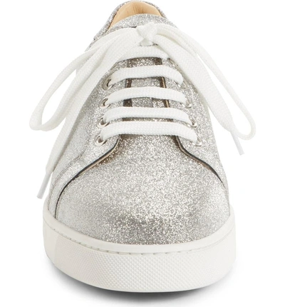 Shop Christian Louboutin Vieira Glitter Low Top Sneaker In Silver