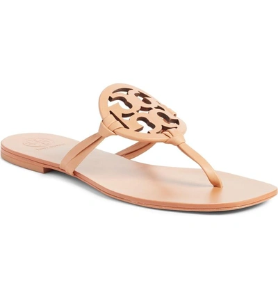 Shop Tory Burch Miller Logo Thong Sandal In Natural Vachettea