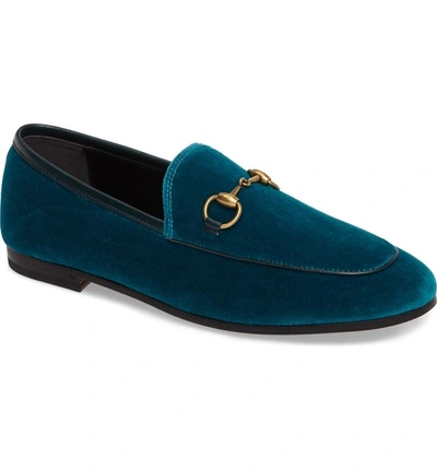 Shop Gucci Brixton Velvet Loafer In Blue Velvet