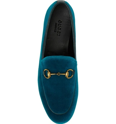 Shop Gucci Brixton Velvet Loafer In Blue Velvet
